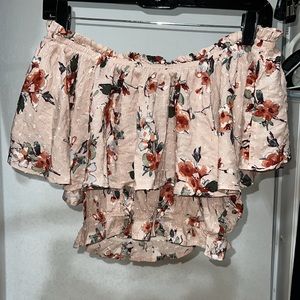 Off shoulder floral crop top NWT